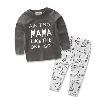 

Boy Clothes Suit MAMA Alphabet Letter Cotton Long Sleeves T-shirt with Long Pants Trousers Suit Boys Two-piece Sports Suit Men