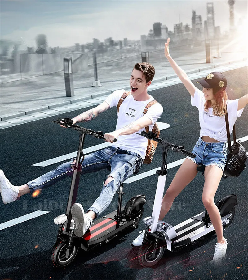 Daibot Электрический скутер для взрослых с сиденьем 10 дюймов, два колесных электрических скутеров 400 Вт 36 В, складной электрический скейтборд белого цвета