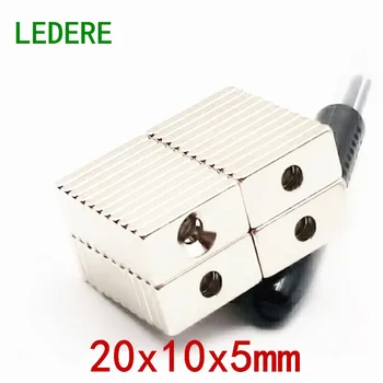 

LEDERE 2-20pcs 20mm x 10mm x 5mm hole 4mm N52 N35 super block ring magnet rare earth permanent neodymium magnet 20x10x5 - 4 mm