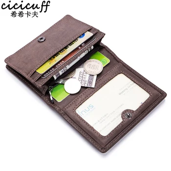 

Men Genuine Leather Wallets Women 2020 New Mens Vintage Short Small Coin Purse Hasp Business Card Holder with Zipper Coin Pocket