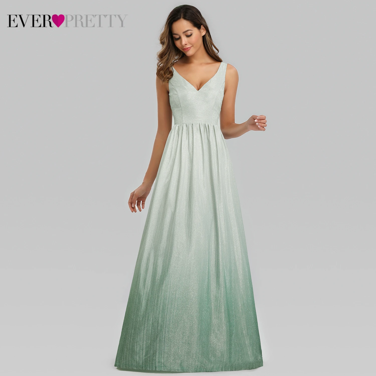 Элегантное Изумрудное вечернее платье, платья для женщин Ever Pretty A-Line с v-образным вырезом, сексуальные блестящие вечерние платья, Robe De Soiree Femme