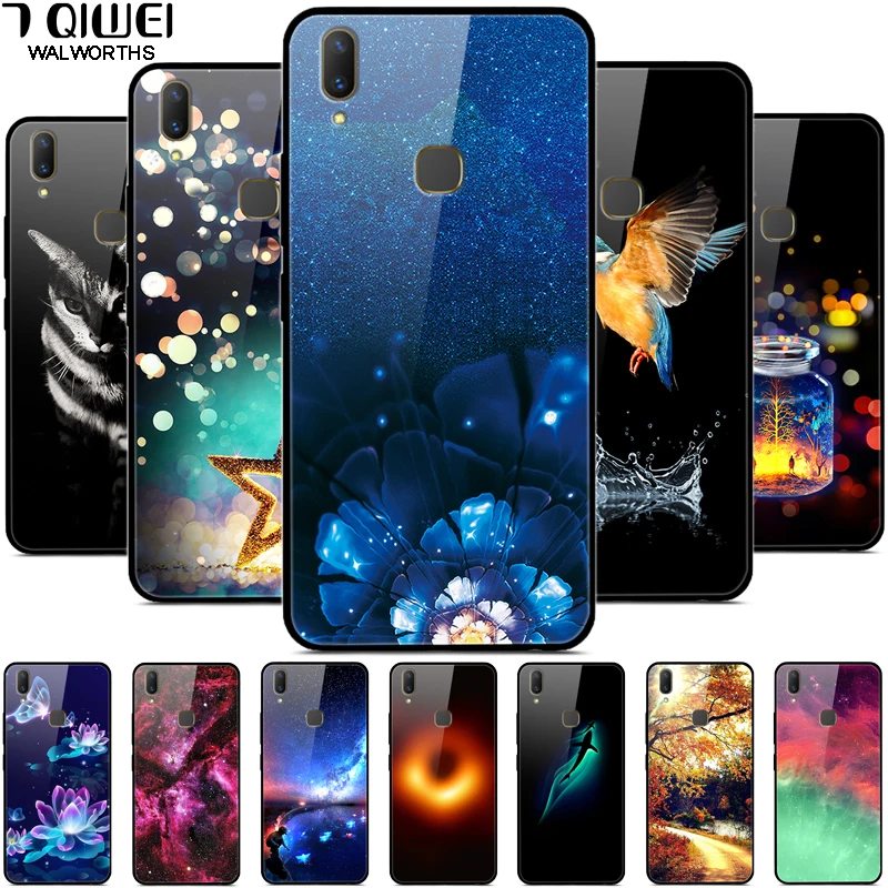 Чехлы с закаленным стеклом для VIVO V9 чехол жесткая задняя крышка для VIVO Y85/X9/X23 Мягкий Бампер Funda VIVOV9 V 9 защитный чехол для телефона