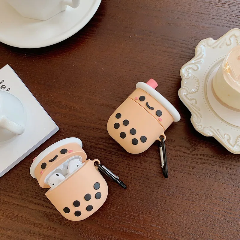 Cute Tea Cup Earphone Case For AirPods 1 2 Soft Silicone Protective Pink Charging Drink Theme Earphone Case For AirPods 1 2