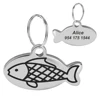 Stainless Steel Personalized Cat Tag Custom Cats Kitten ID Tag Engraved Cat Collar Pendant Necklace Pet Accessories Fish Shape 2