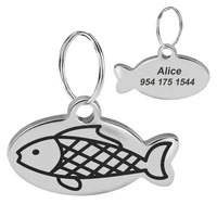 Stainless Steel Personalized Cat Tag Custom Cats Kitten ID Tag Engraved Cat Collar Pendant Necklace Pet Accessories Fish Shape 2