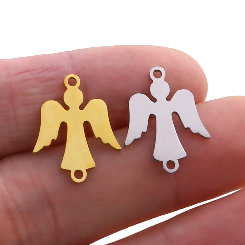 5 шт. Нержавеющая сталь Золото ангельские крылья соединители DIY браслет Шарм