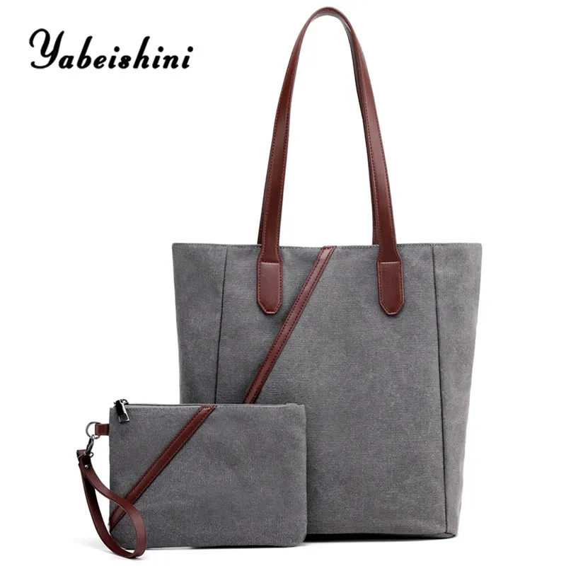 

women canvas Tote 2-piece set luxury crossbody bags handebag Breathable Clutch sac main women bag over shoulder bag Shopping Bag