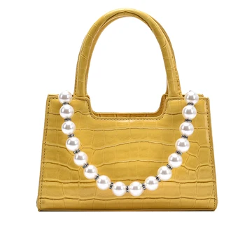 

Fashion hand bags women 2020 solid color crocodile pearl women's handbag purses and handbags bolsos para mujer sac a main