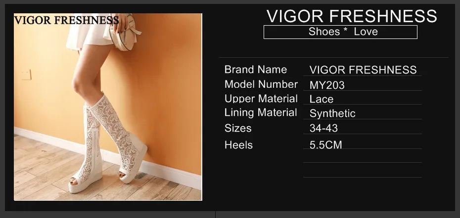 VIGOR/ботинки для свежести; женская обувь; сезон весна; женские ботинки до середины икры; женская обувь с вырезами; вечерние летние сапоги с люверсами; сезон осень; MY203
