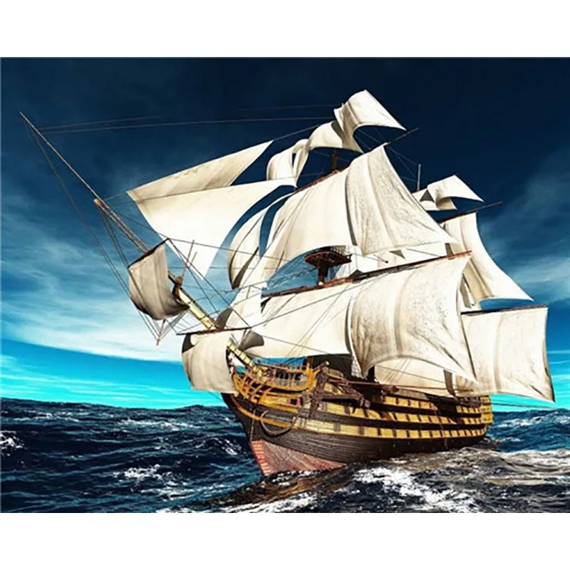 painting by number11 Картина по номерам Раскраска по номерам для взрослых Сделай Сам Раскраска по номерам масляные пронумерованные картины военный корабль парусник рисунок - Цвет: painting by number11