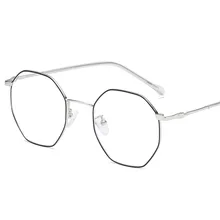 Трендовые модные очки без градусов для чтения, повседневные дикие металлические полигональные очки, новые классические ретро очки для чтения