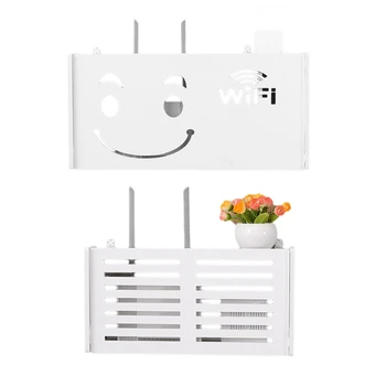 

Wireless Wifi Router Storage Box Wood-Plastic Shelf Wall Hangings Bracket Cable Storage Home Decor