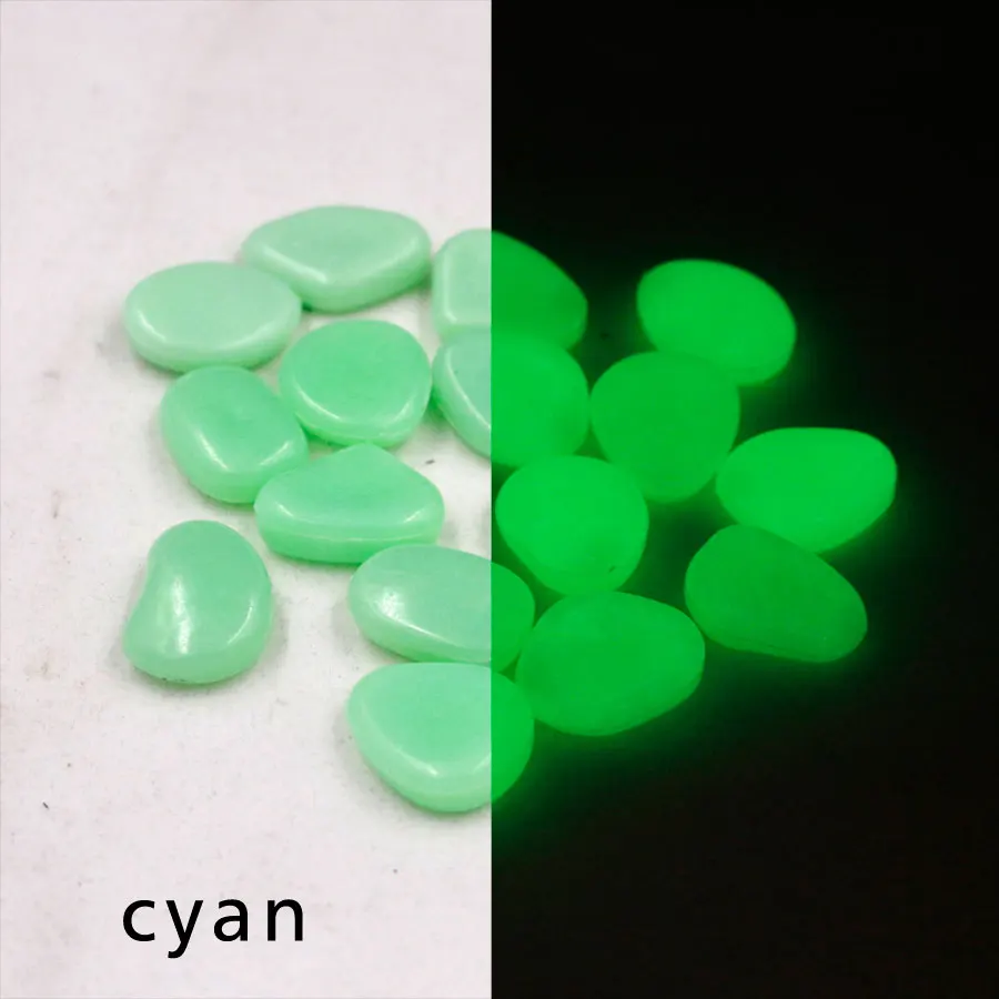 cyan 100 шт Декорации для аквариума камни светится в темноте светящиеся галечные камни для сада флуоресцентные камни украшения аквариума - Цвет: cyan