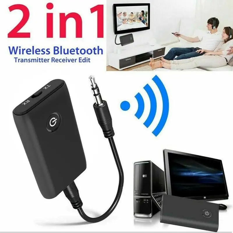 2 in 1 Bluetooth 5.0 Transmitter Receiver TV PC Car Speaker 3.5mm AUX Hifi Music Audio Adapter/Headphones Car/Home Stereo Device