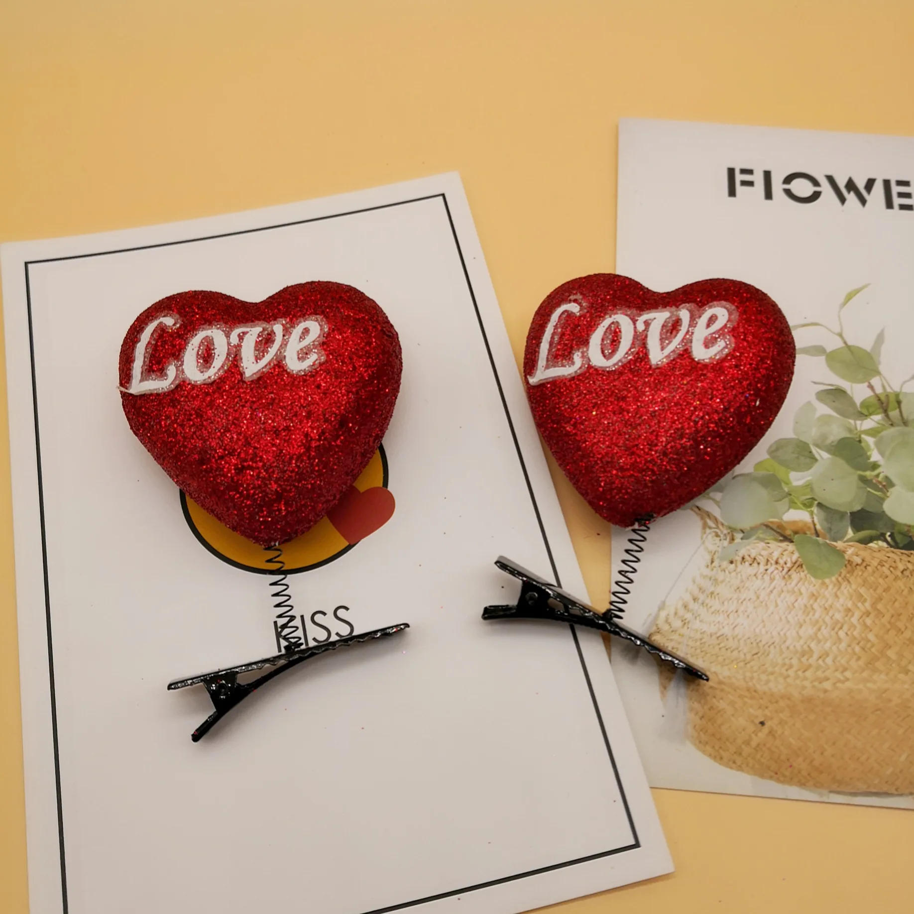 Модные заколки для волос ярких цветов с сердечками и надписью Love, заколки для волос, аксессуары для волос для девочек на День святого Валентина, вечерние украшения