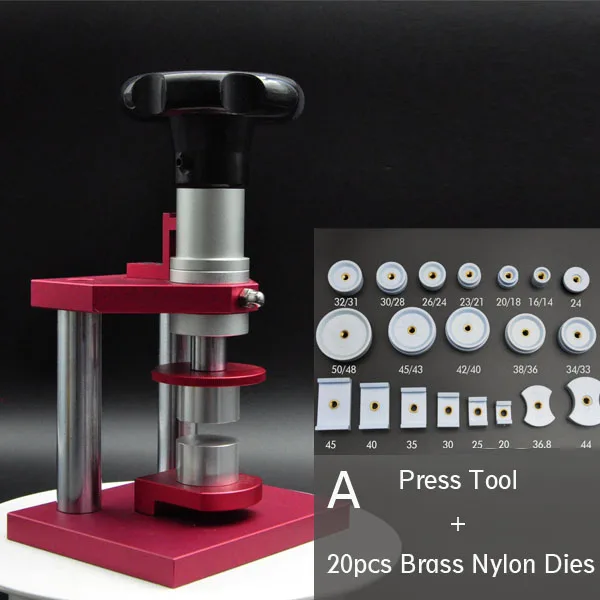 Presse à Verre De Montre Professionnelle - 20 Matrices Incluses, Acier Inox + Aluminium, Pour Réparation Montre - 8