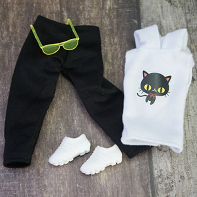 Fashion Outfits For Barbie Doll Clothes Set For Barbie Shirt Pants Shoes Glasses Crown Purse Hat Toys 1/6 Dolls Accessories