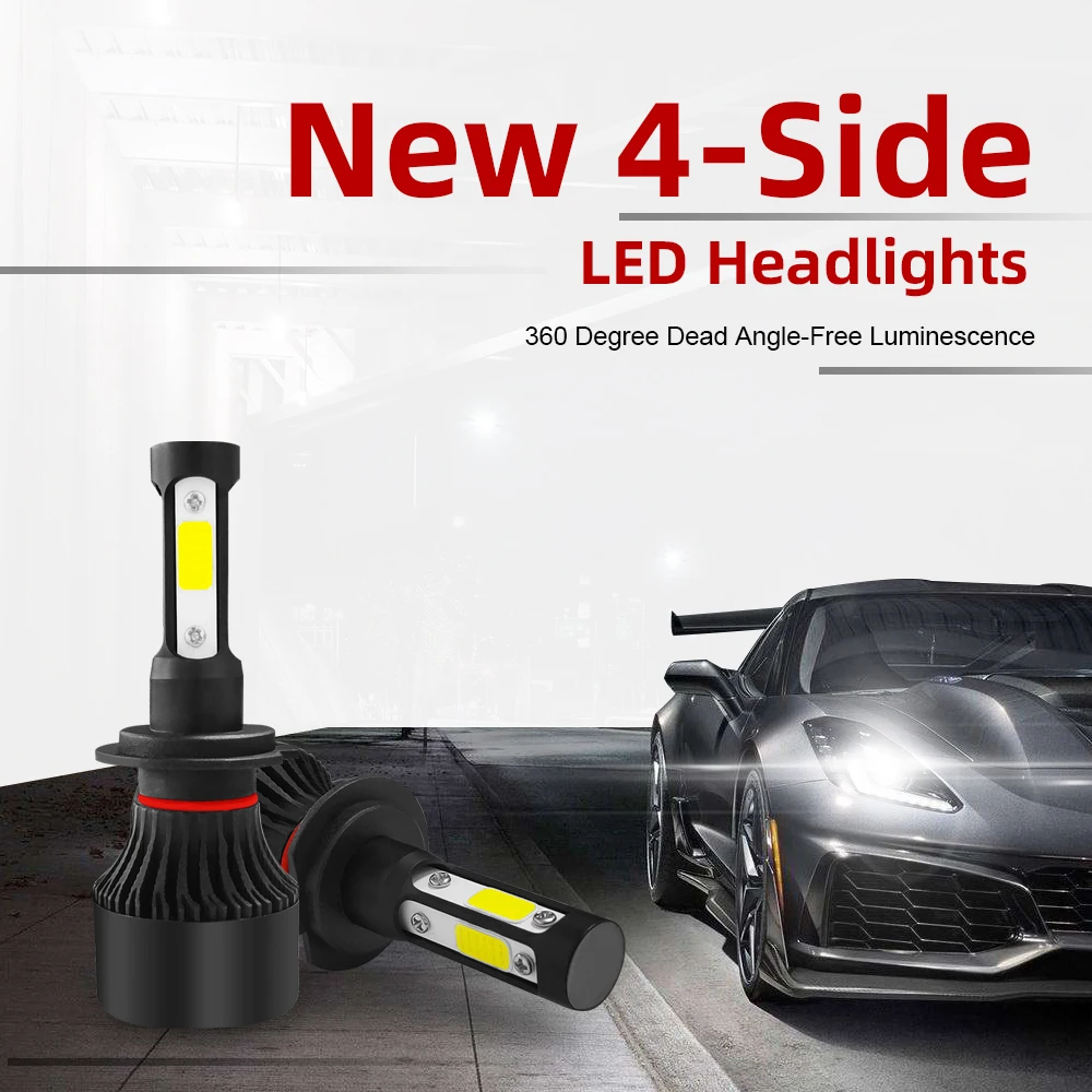 4 стороны 360 ° Led головной светильник H11 H4 H7 светодиодные лампы Hb4 Hb3 Hb5 H8 H9 H10 H13 9005 9006 24v 12v 6000 К Turbo Вентилятор автомобиля светильник автомобильных ламп