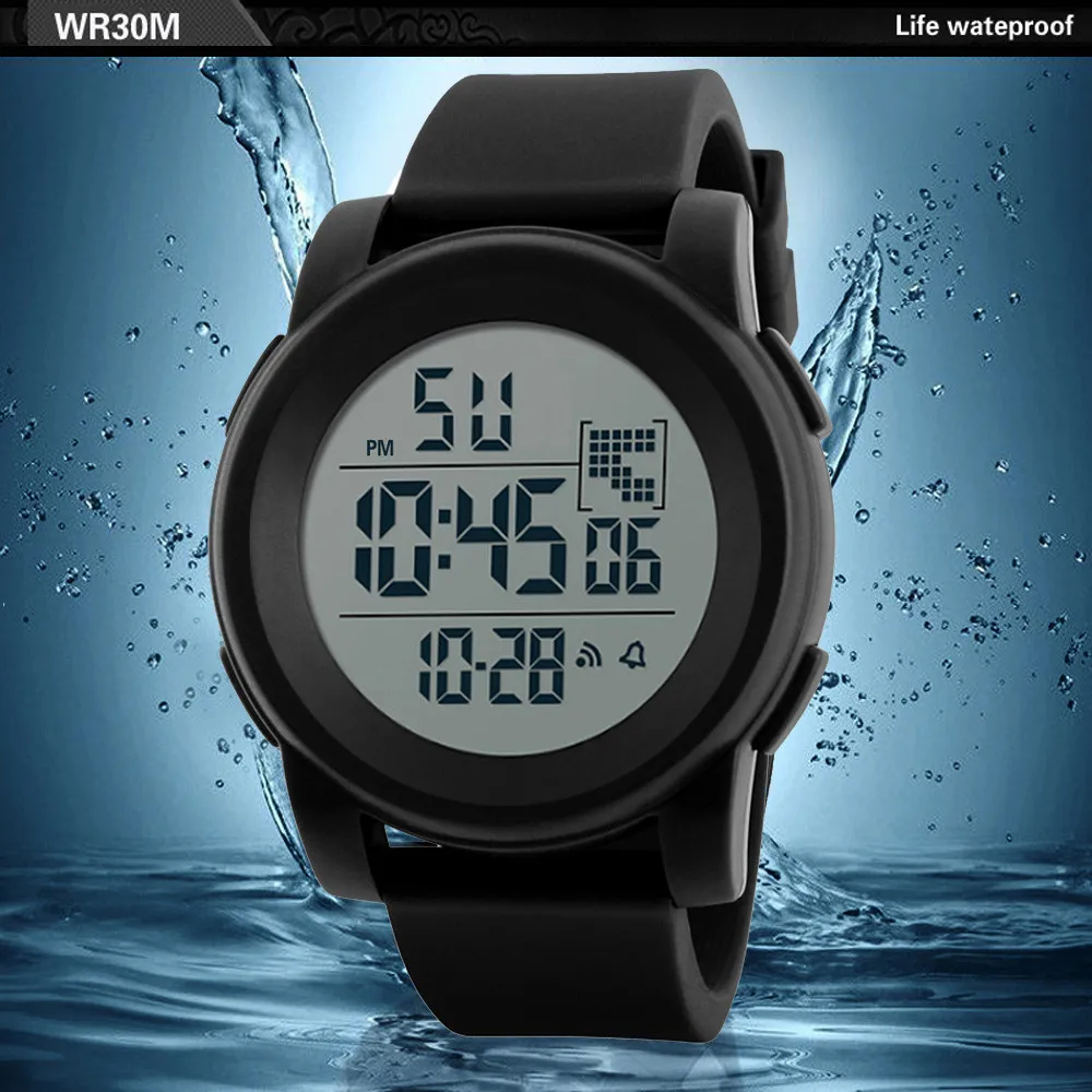Military Men Watches Analog Digital LED Display Waterproof Silicone Watches Sport Electronic Wrist Clock Reloj Hombre homme