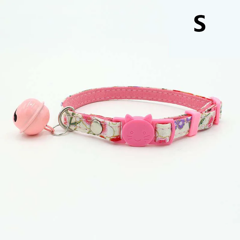 Pink M Кот Колокольчик для котенка ошейник мягкая удобная пряжка безопасности прочные товары для домашних животных SLC88 - Цвет: Pink M