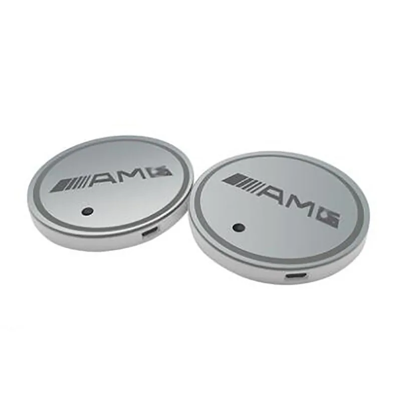2 шт. для Mercedes benz AMG w204 w203 w212 w211 w124 w210 USB водная подставка светильник светящийся автомобильный Противоскользящий коврик автомобильные аксессуары - Название цвета: AMG