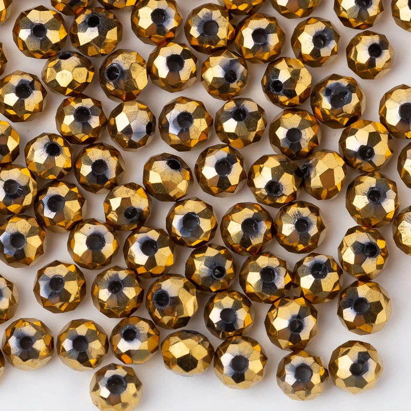 

Taidian New Crystal Glass Beads 4mm Rondelle Faceted Loose Spacer Metal Color For Jewelry Making 5Grams About 50-75pcs