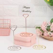 1 шт., держатель карточки с именем гостя для свадебной вечеринки, в форме сердца, с металлическим зажимом, настольный держатель для визиток, настольный декор