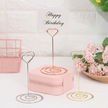 

1PC Wedding Party Love Shape Place Card Holder Photo Metal Clip Table Number Stand Business Card Holder Desktop Decoration