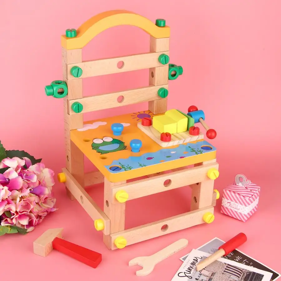 Деревянный DIY многофункциональный сборный стул игрушка для ребенка обучения ребенка интеллектуальные игрушки Красочные Развивающие деревянные игрушки