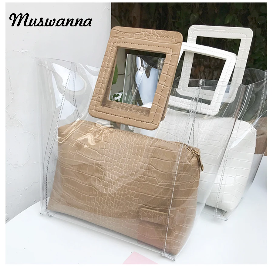 Crocodile Transparent Handbags Women Clear PVC Jelly Bags Designer Luxury Hand Bags Shopping Totes Large Summer Beach Bag Ladies