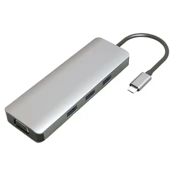 

1PC Usb Type-C Hub With 4K Hdmi Vga, 3X Usb3.0 Pd Charging Port And Tf / Sd Card Slot Ulc13K15 Type-C Hub