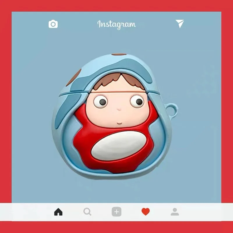 3D Япония милый мультфильм Миядзаки Хаяо Поньо на скале наушники кожаные чехлы для Apple Airpods 1/2 силиконовый защитный чехол