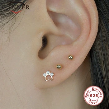 

Cute Cat paw print 925 Sterling Silver Stud Earrings for Women simple Gold Silver color Studs Small Earings Fashion Jewelry