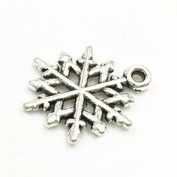 

100pcs Assorted Antique silver Christmas Snowflake Charms Pendant for Crafting, Jewelry Making Accessory (100pcs Snowflake silv