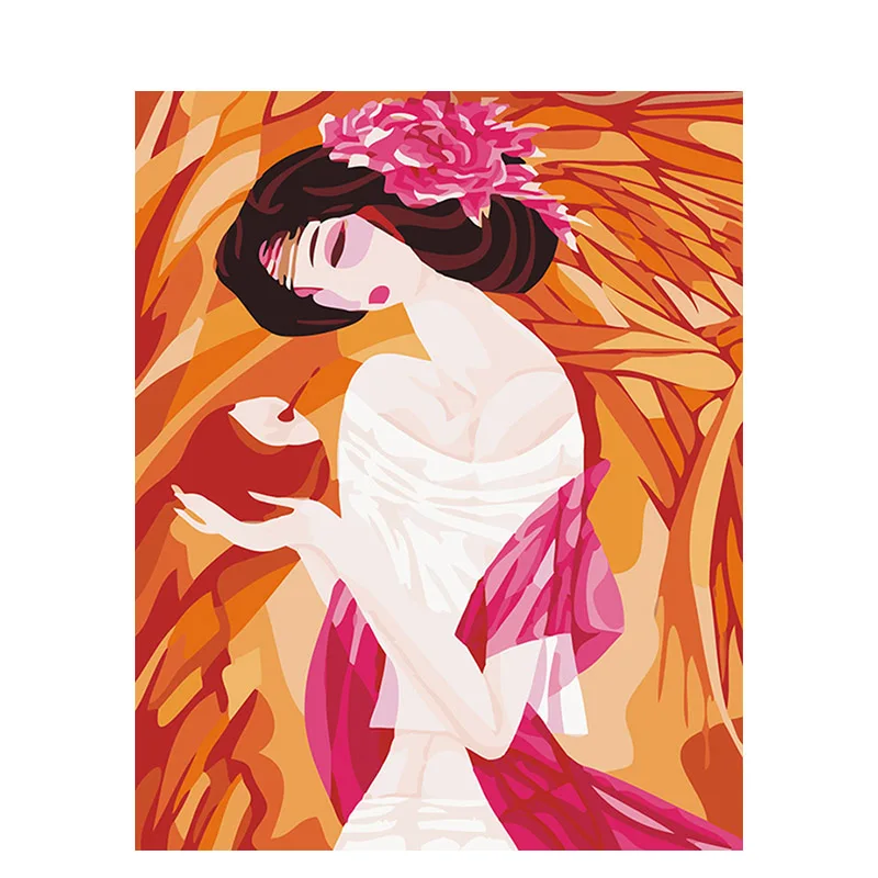 

Oil Painting By Number Anime Woman On Canvas Handmade Paint DIY Craft Kits For Adults Picture With Frame Number Home Decoration
