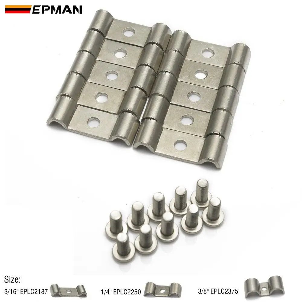 EPMAN Stainless Steel Double Line Clamps - Pack Of 10 Streets Rods Muscle Cars Fits Fuel, Air, Electrical, Brake, Lines EPLC2187