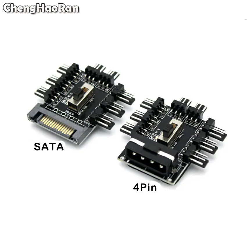 

Fan Hub 1 to 8 3Pin Pwm Sata Molex Splitter PC Mining Cable 12V Power Suppply Cooler Cooling Speed Controller 4PIN/SATA Adapter