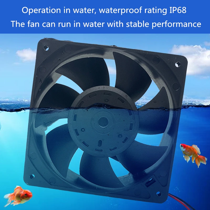 Ventilador de Refrigeração Ultrassônico Industrial 12cm 12 24 48 220v Ip68 à Prova Dip68 Água - Imagem 3