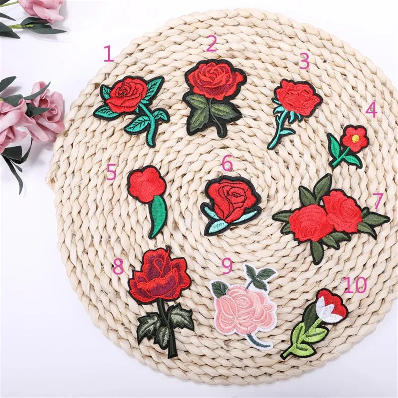 

1pcs New Arrival rose flower patches embroidery applique clothes sewing patch DIY badge patch accessories
