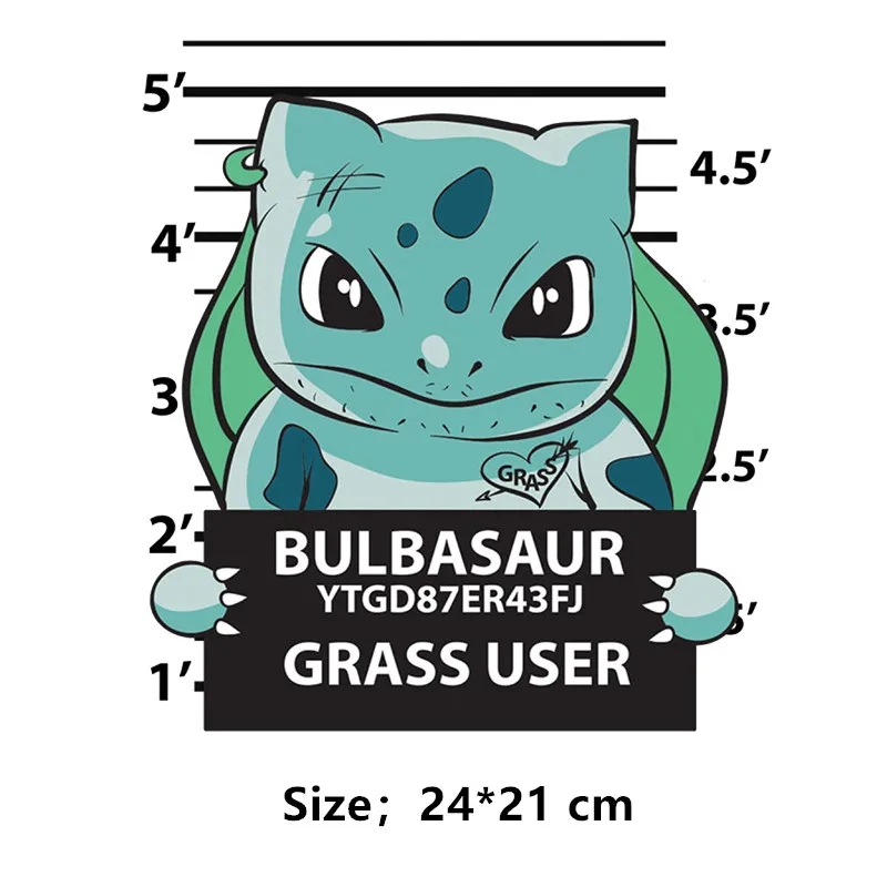 Criminal Bulbasaur термочувствительные DIY Детские патчи термо-Стикеры для одежды на одежде приклеенные железные частички для одежды