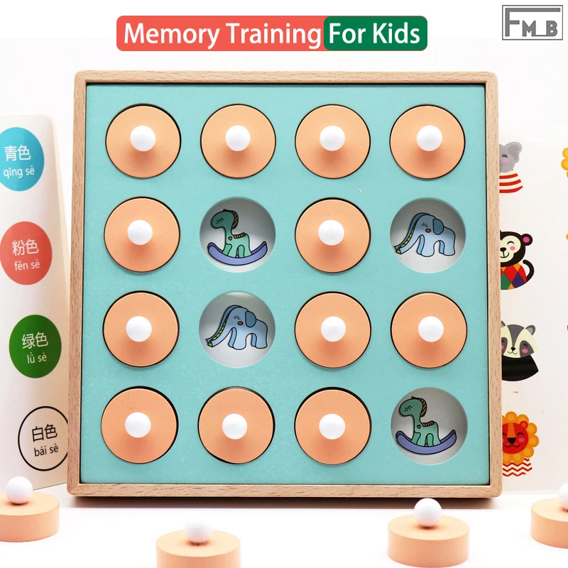 Wooden Memory Match Chess Game Children Early Educational Montessori Toy
