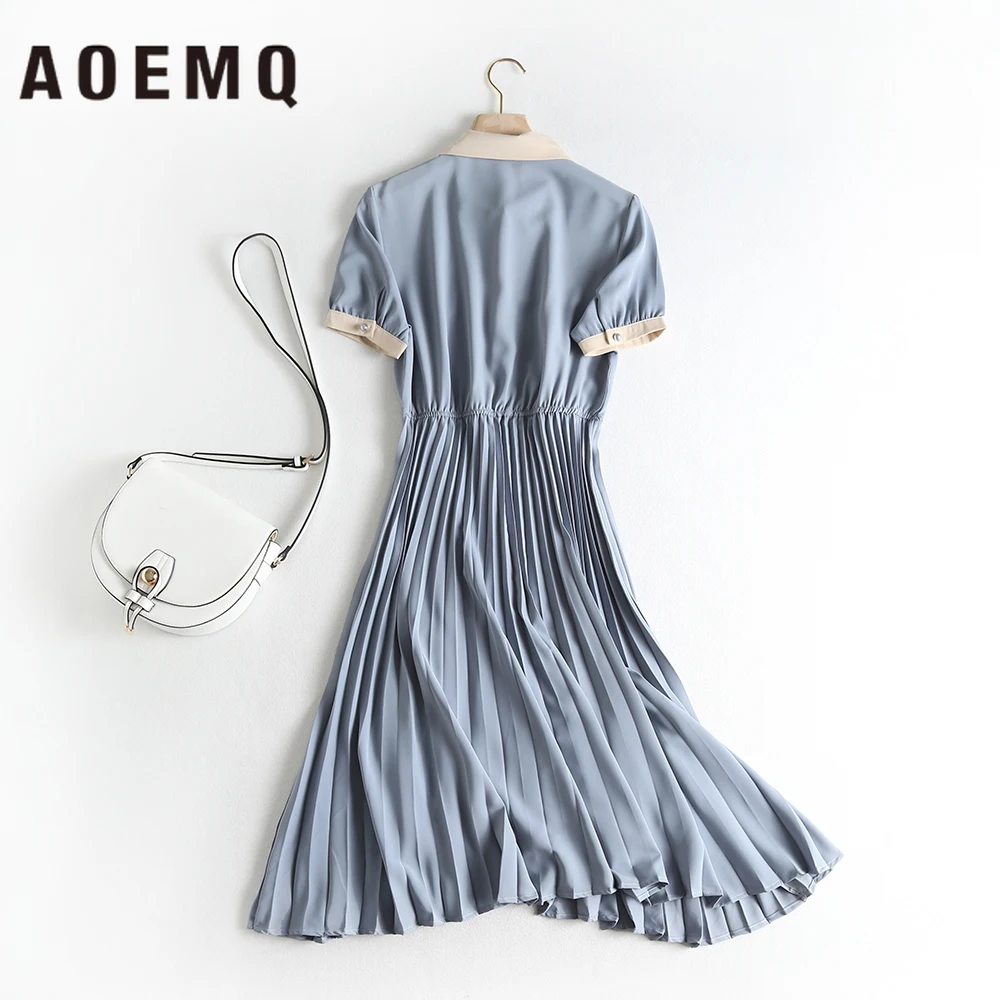 AOEMQ/Новые модные летние платья; консервативные платья принцессы в школьном стиле; драпированные сарафаны; Милая одежда для свиданий