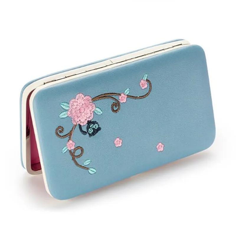 

2019 Brand Lady PU Lleater Three Fold Wallets Clutch Floral Women's Wallet Women Purse Long Clasp Female Phone Card Money Bag
