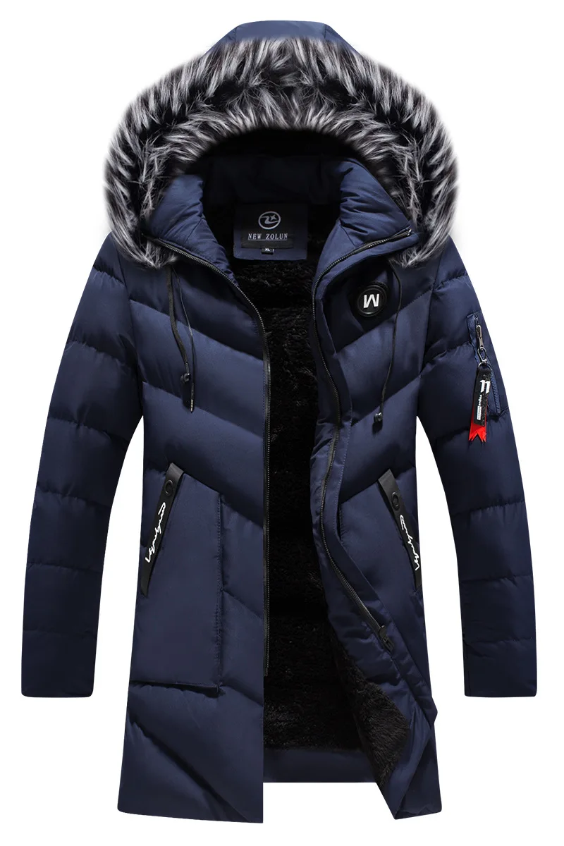 New Winter Jacket Men-30 Degree Thicken Warm Men Parkas Hooded Fleece Man's Jackets Outwear Cotton Coat Parka Jaqueta Masculina - Цвет: 918-Navy