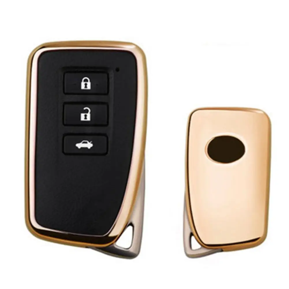 ТПУ брелок корпус FOB для Lexus IS250 RX330 GX470 CT200H LX NX RX GS300 GS350 ES CT RC LC LX570 - Цвет: Gold