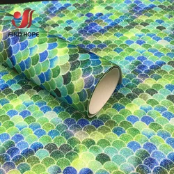Floral Sparkle Glitter Faux Leather Fabric for Crafting and DIY Projects (Green Mermaid)