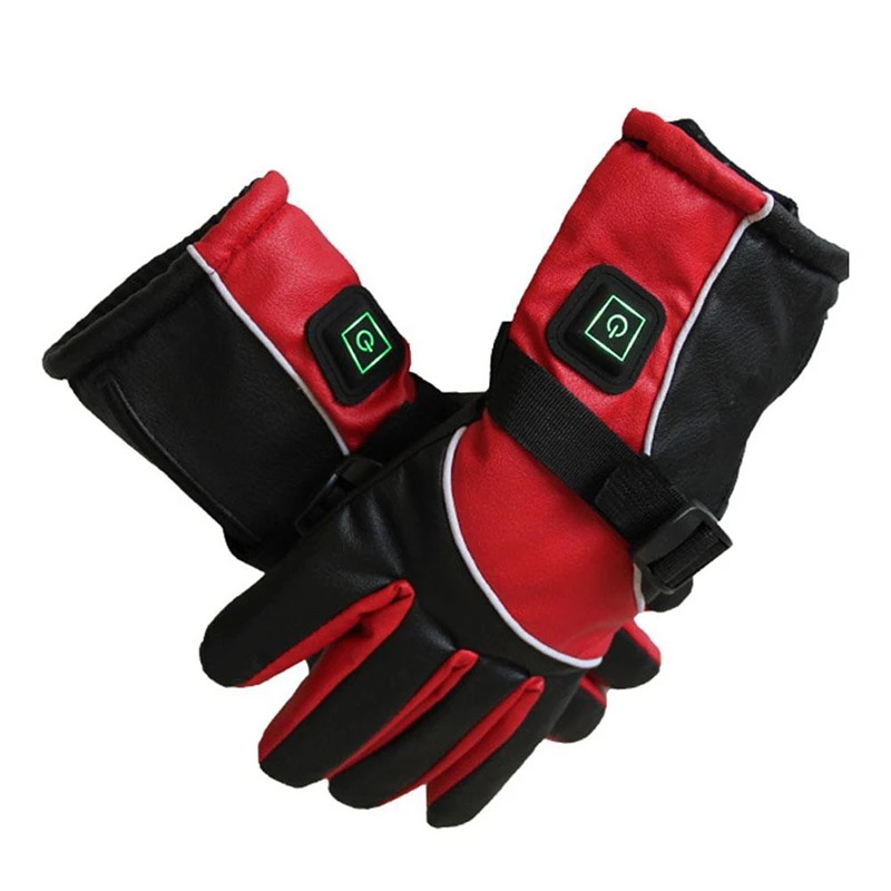 Нагревательные перчатки для зарядки литиевой батареи с трехскоростным термостатом, нагревательные перчатки для электромобиля, мотоцикла, электрические перчатки - Цвет: Red