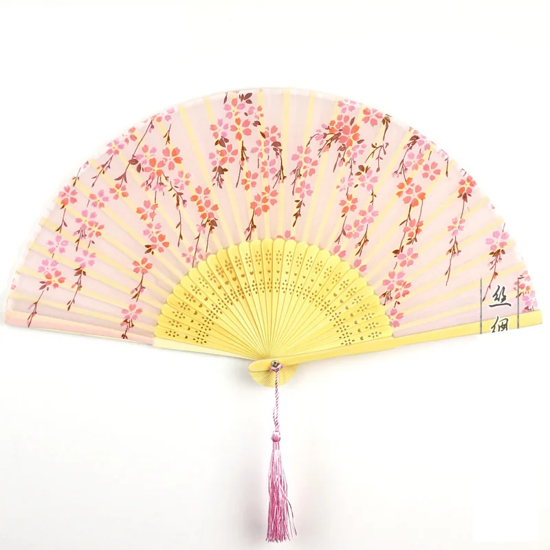 

Summer Silk Bamboo Folding Fan Vintage Cooling Chinese Fan Lady Pocket Fan Ethnic Crafts Wedding Gifts Chinese Party Supplies