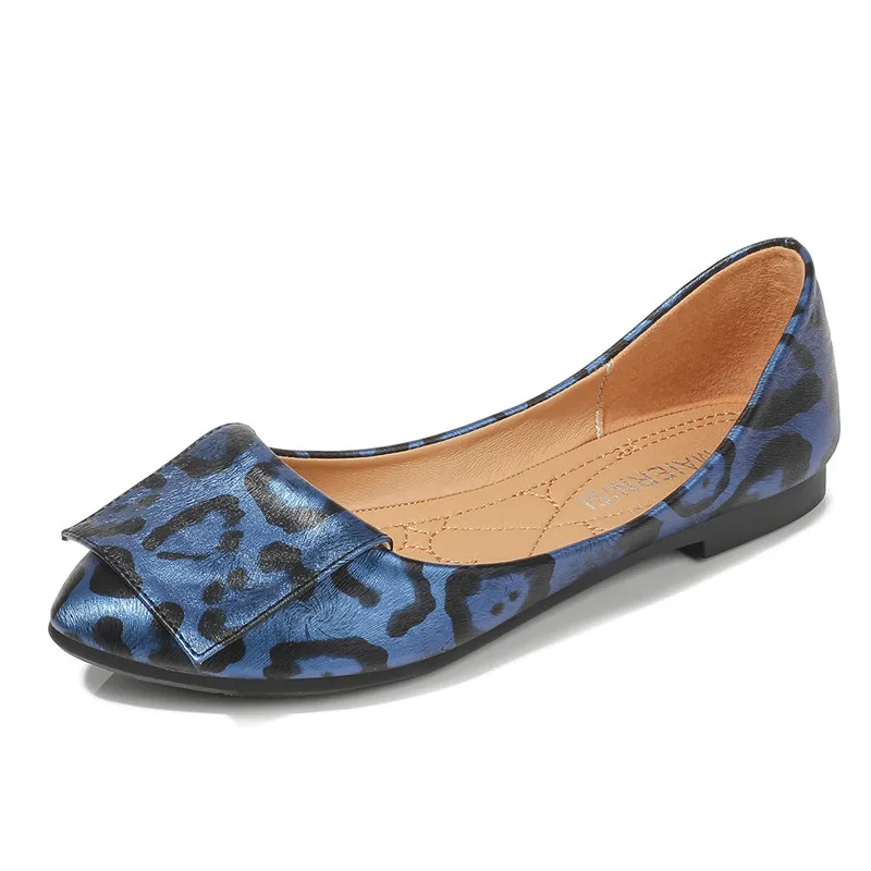 Spring 2020 womens shoes, large size 3646 flat loafers, pointed toe, shallow mouth, womens loafers, leopard print shoes