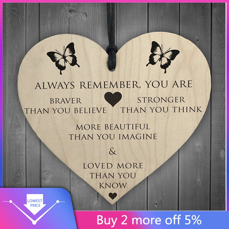 wooden plaque You Are Braver Stronger Smarter &amp Beautiful Wooden Hanging Heart Friends Decorate blackboard | Дом и сад